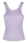 Cecilie Bahnsen Knit Top With Ribbed Texture And Scoop Neck
