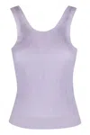 Cecilie Bahnsen Knit Top With Ribbed Texture And Scoop Neck In Lilac