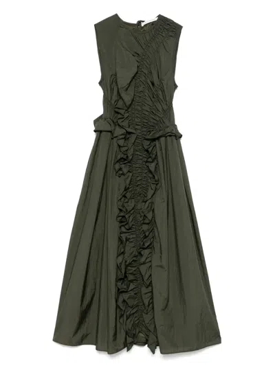 Cecilie Bahnsen Ruched-detailed Midi Dress In Green