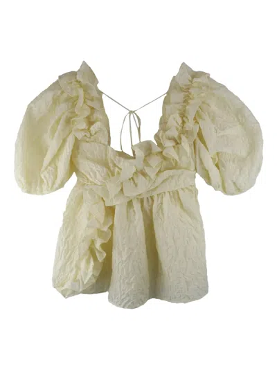 Cecilie Bahnsen Ruffle-detailing Top In Yellow