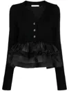 Cecilie Bahnsen Ruffle-hem Button-up Jumper In Black
