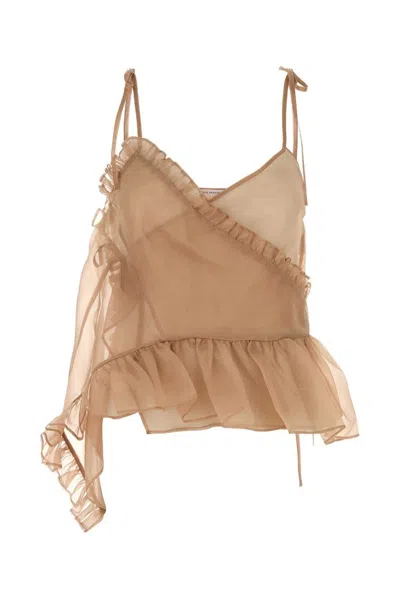 Cecilie Bahnsen Antiqued Pink Organza Alessandra Top In Brown