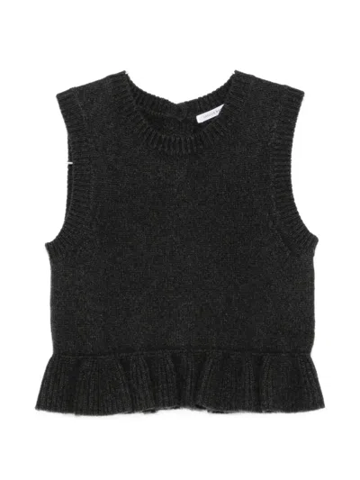 Cecilie Bahnsen Ruffled Button-back Vest In Black