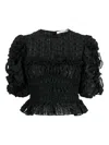 Cecilie Bahnsen Ruffled-detail Organza Top In Black