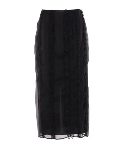 Cecilie Bahnsen Ruffled Midi Skirt In Black