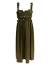 Cecilie Bahnsen Long Length Ruffle Detail Sleeveless Dress In Green