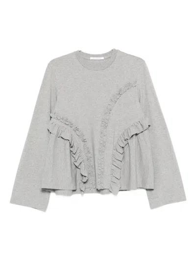 Cecilie Bahnsen Ruffled Top In Gray