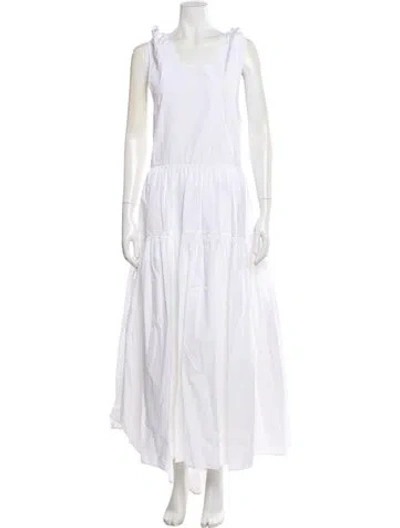 Pre-owned Cecilie Bahnsen Scoop Neck Long Dress In White