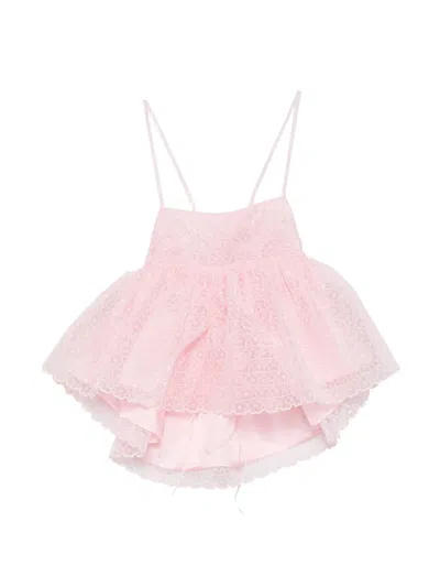 Cecilie Bahnsen Selena Top Windflower Embroidery In Pink