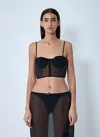 Cecilie Bahnsen Semi-sheer Bralet In Black