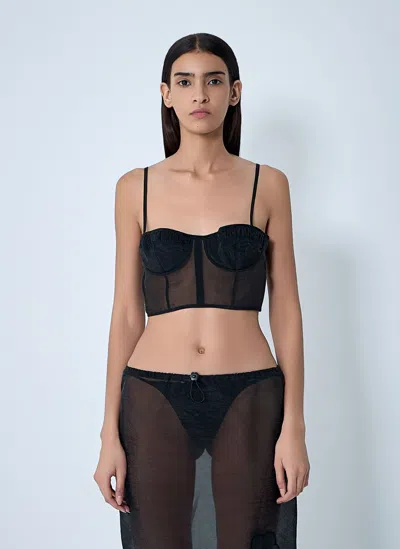 Cecilie Bahnsen Semi-sheer Bralet In Black