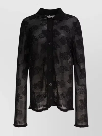 Cecilie Bahnsen Sheer Floral Collared Neck Long Sleeves