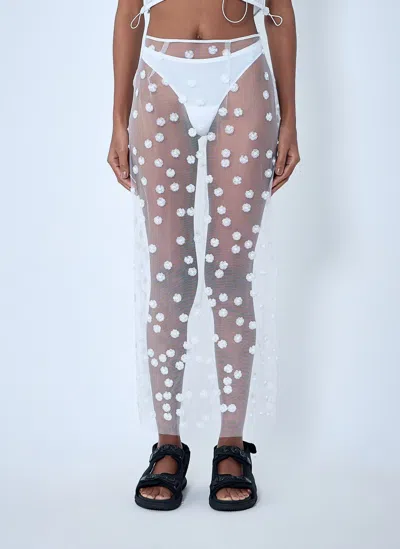 Cecilie Bahnsen Sheer Floral Overlay Skirt In White