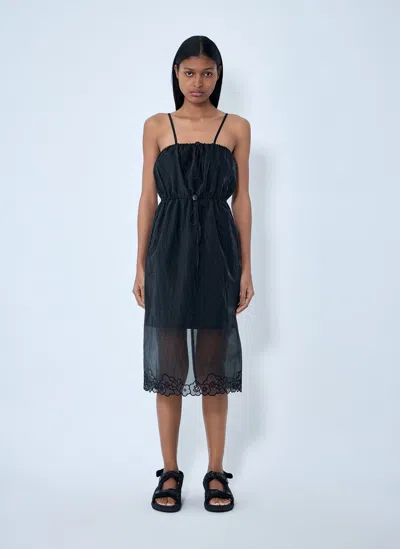 Cecilie Bahnsen Sheer Overlay Midi Dress In Black