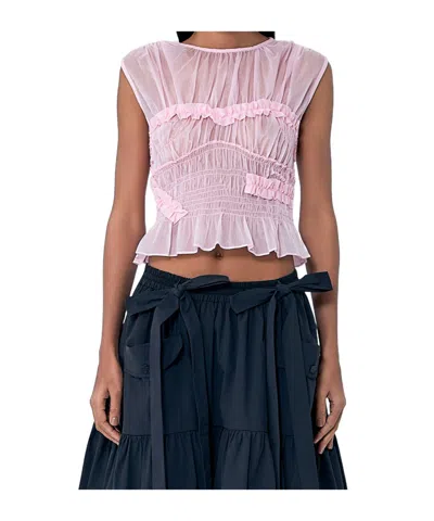 Cecilie Bahnsen Sheer Ruffle Blouse In Black