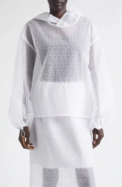 Cecilie Bahnsen Shila Windflower Embroidered Sheer Organza Hoodie In White