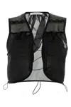 Cecilie Bahnsen Sheer Sleeveless Vest With Drawstring And Buttons In Multi