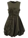 Cecilie Bahnsen Olivia Dress Recycled Taffeta Grey Olive Grey Olive In Black