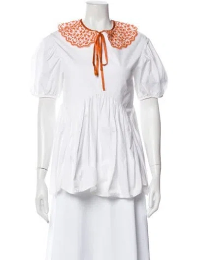 Pre-owned Cecilie Bahnsen Short Sleeve Blouse In White