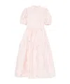 Cecilie Bahnsen Puff-sleeve Tiered Midi Dress In Pink