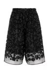Cecilie Bahnsen Embellished Tulle Angelica Bermuda Shorts In Black