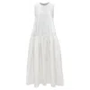Cecilie Bahnsen Silk Blend Jacquard Sleeveless Babydoll Midi Dress In White