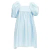 Cecilie Bahnsen Silk Blend Rose Silk Jacquard Puff Babydoll Dress In Blue