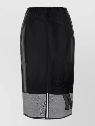 Cecilie Bahnsen Silk Blend Skirt Split Hem Sheer Panel In Black