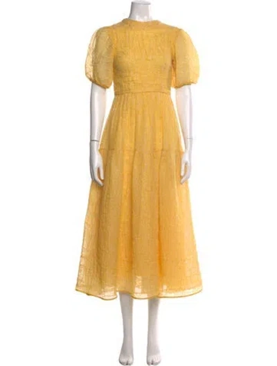 Pre-owned Cecilie Bahnsen Silk Long Dress In Orange