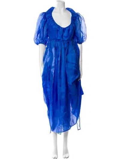 Pre-owned Cecilie Bahnsen Silk Long Dress W/ Tags In Blue