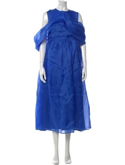 Pre-owned Cecilie Bahnsen Silk Long Dress W/ Tags In Blue