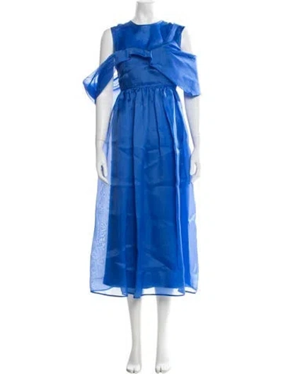 Pre-owned Cecilie Bahnsen Silk Midi Length Dress In Blue