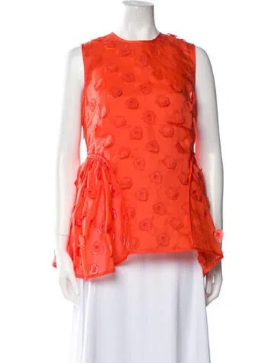 Pre-owned Cecilie Bahnsen Silk Printed Blouse In Orange