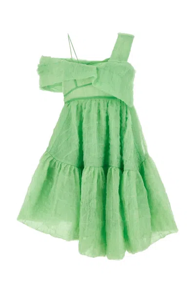 Cecilie Bahnsen Silk-blend Soon Mini Dress In Green