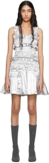 Cecilie Bahnsen Mini Smock Metallic Dress In Silver