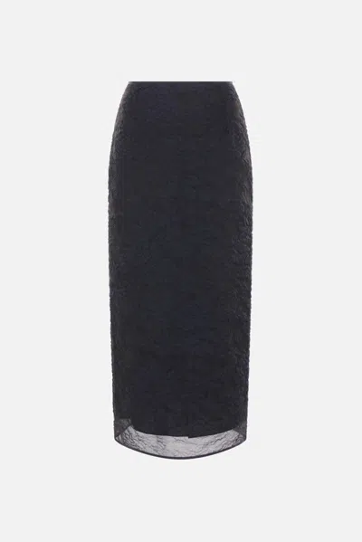 Cecilie Bahnsen Uka Cotton Blend Midi Skirt In Blue