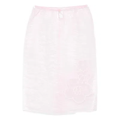 Cecilie Bahnsen Floral-embroidered Skirt In Pink