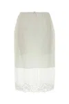 Cecilie Bahnsen Midi Skirt With Floral Embroidery And Back Slit In White