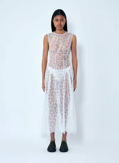Cecilie Bahnsen Sleeveless Lace Midi Dress In White
