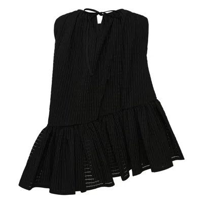Cecilie Bahnsen Sleeveless Top With Assymetric Hem In Black