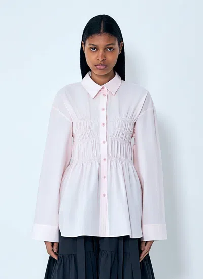 Cecilie Bahnsen Smocked Detail Poplin Shirt In Pink