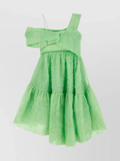 Cecilie Bahnsen Soon Draped Asymmetric Dress In Green