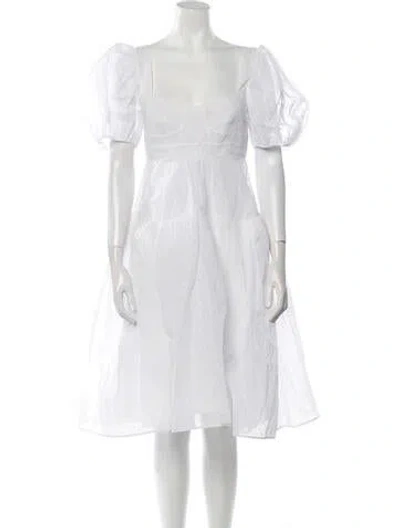 Pre-owned Cecilie Bahnsen Square Neckline Knee-length Dress In White