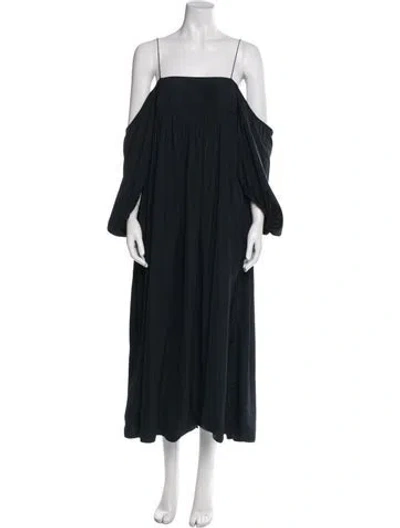 Pre-owned Cecilie Bahnsen Square Neckline Long Dress In Black