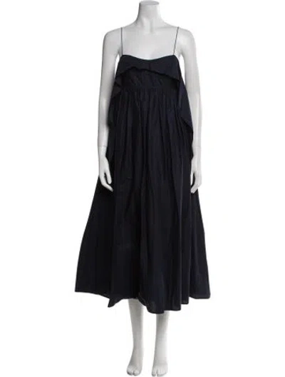 Pre-owned Cecilie Bahnsen Square Neckline Long Dress In Black