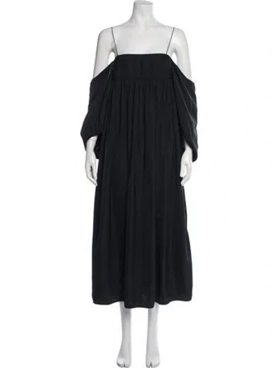 Pre-owned Cecilie Bahnsen Square Neckline Long Dress In Black
