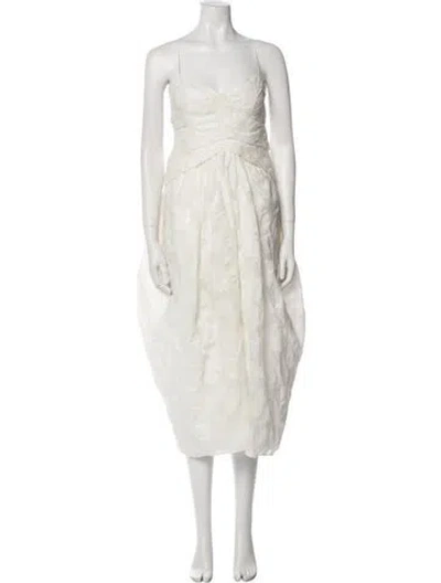 Pre-owned Cecilie Bahnsen Square Neckline Long Dress In Neutral