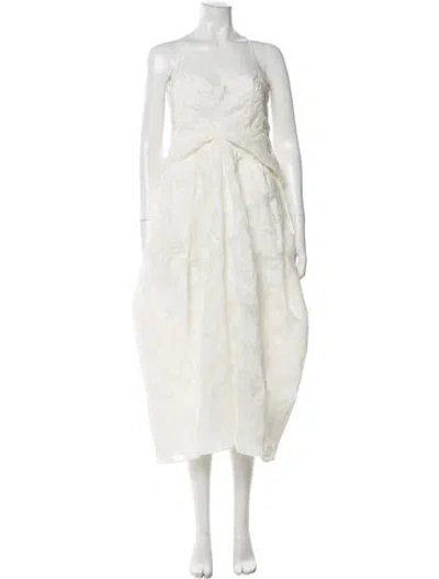 Pre-owned Cecilie Bahnsen Square Neckline Long Dress In White