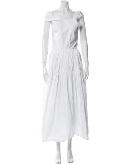 Pre-owned Cecilie Bahnsen Square Neckline Long Dress In White