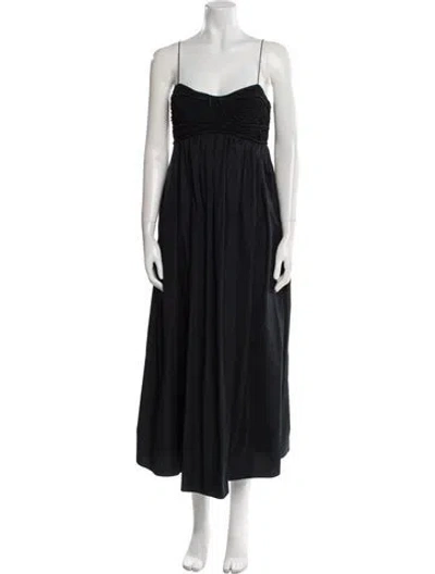 Pre-owned Cecilie Bahnsen Square Neckline Midi Length Dress In Black